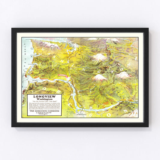 Vintage Map of Longview, Washington 1923
