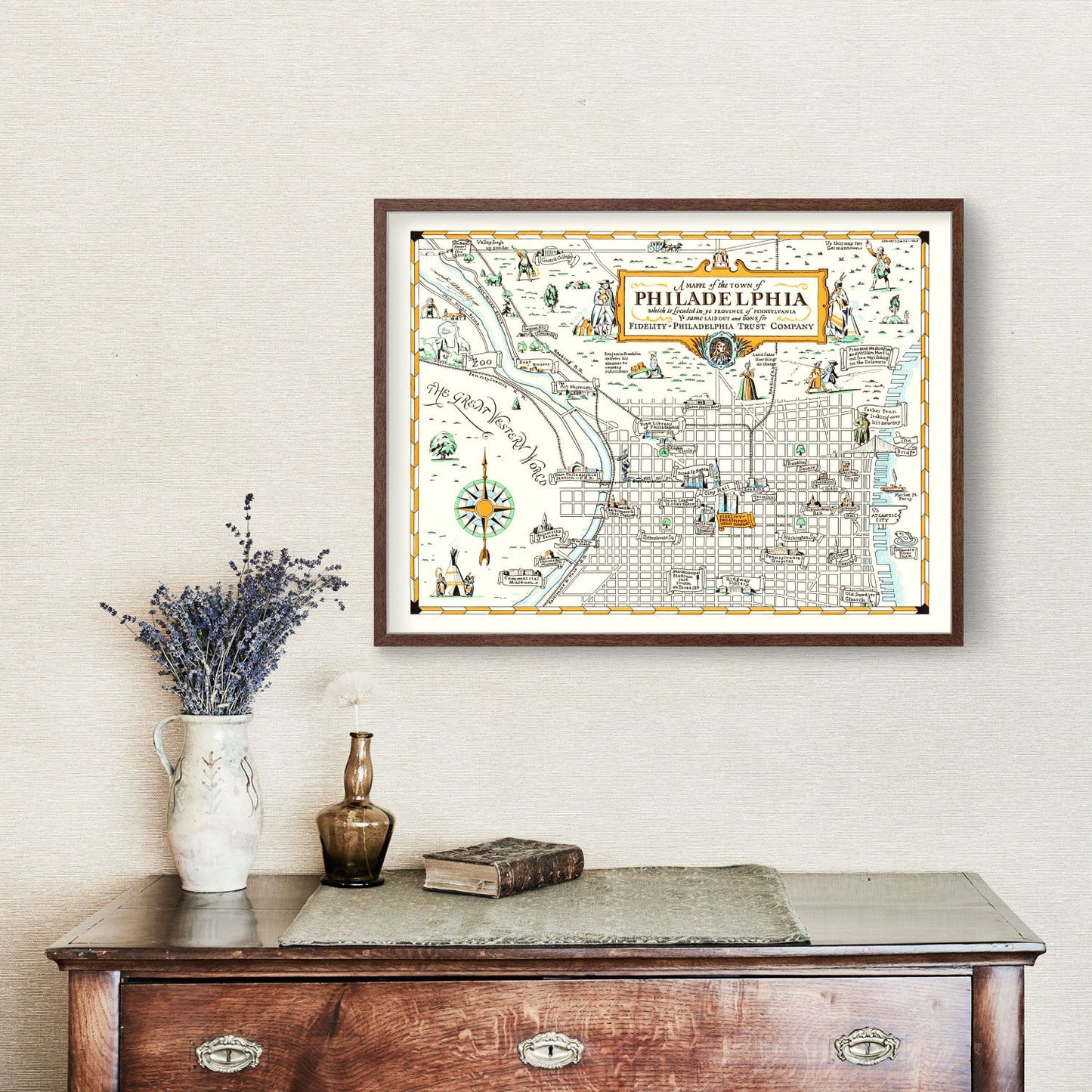 Vintage Map of Philadelphia, Pennsylvania 1940