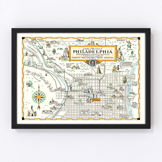 Vintage Map of Philadelphia, Pennsylvania 1940