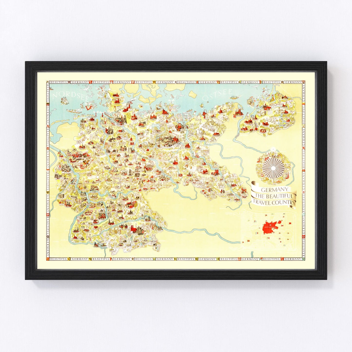 Vintage Map of Germany 1936