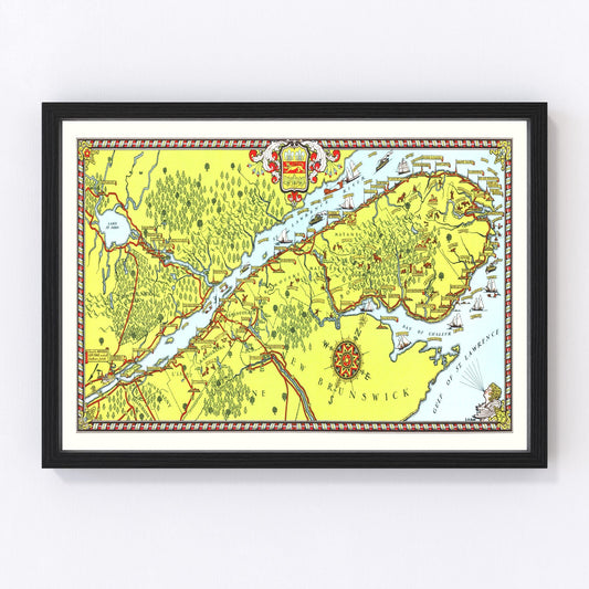 Vintage Map of Gaspe Peninsula, 1929
