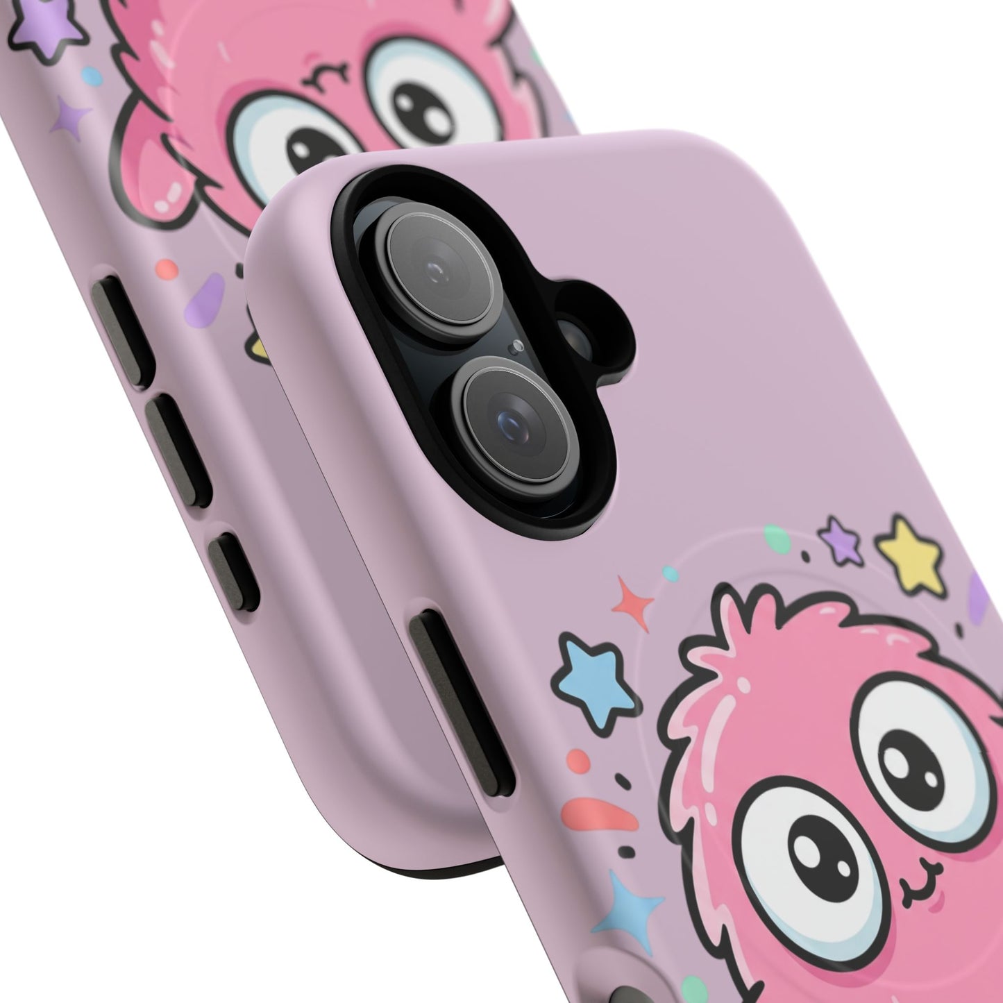 Cute Pink Fuzzy Monster Tough Magnetic Phone Case — Cute Kawaii Protective iPhone Cover