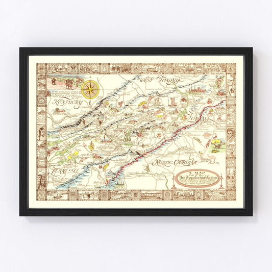 Vintage Map of Appalachia, 1950