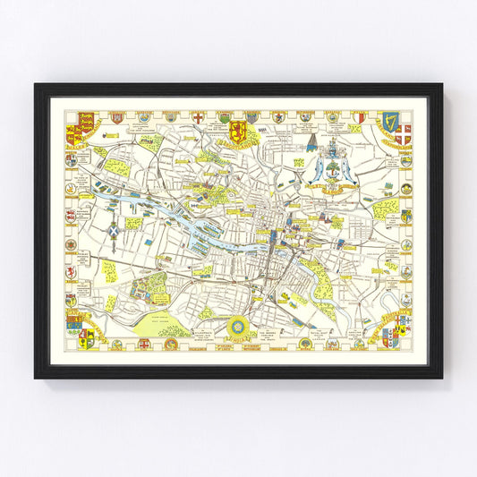 Vintage Map of Glasgow, Scotland 1938