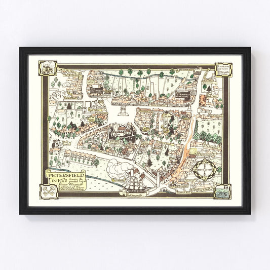 Vintage Map of Petersfield, England 1922