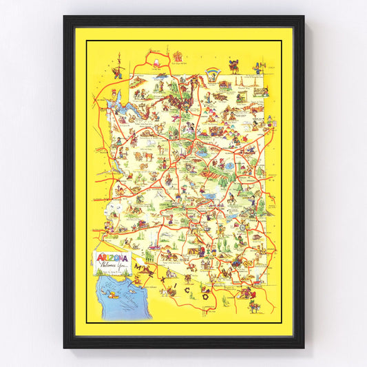 Vintage Map of Arizona 1942