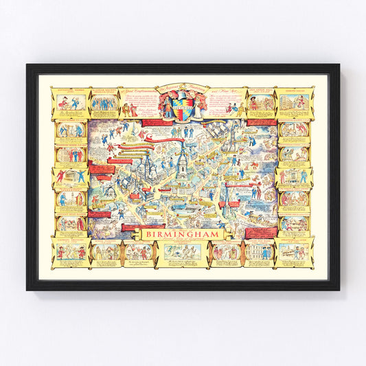 Vintage Map of Birmingham, England 1940