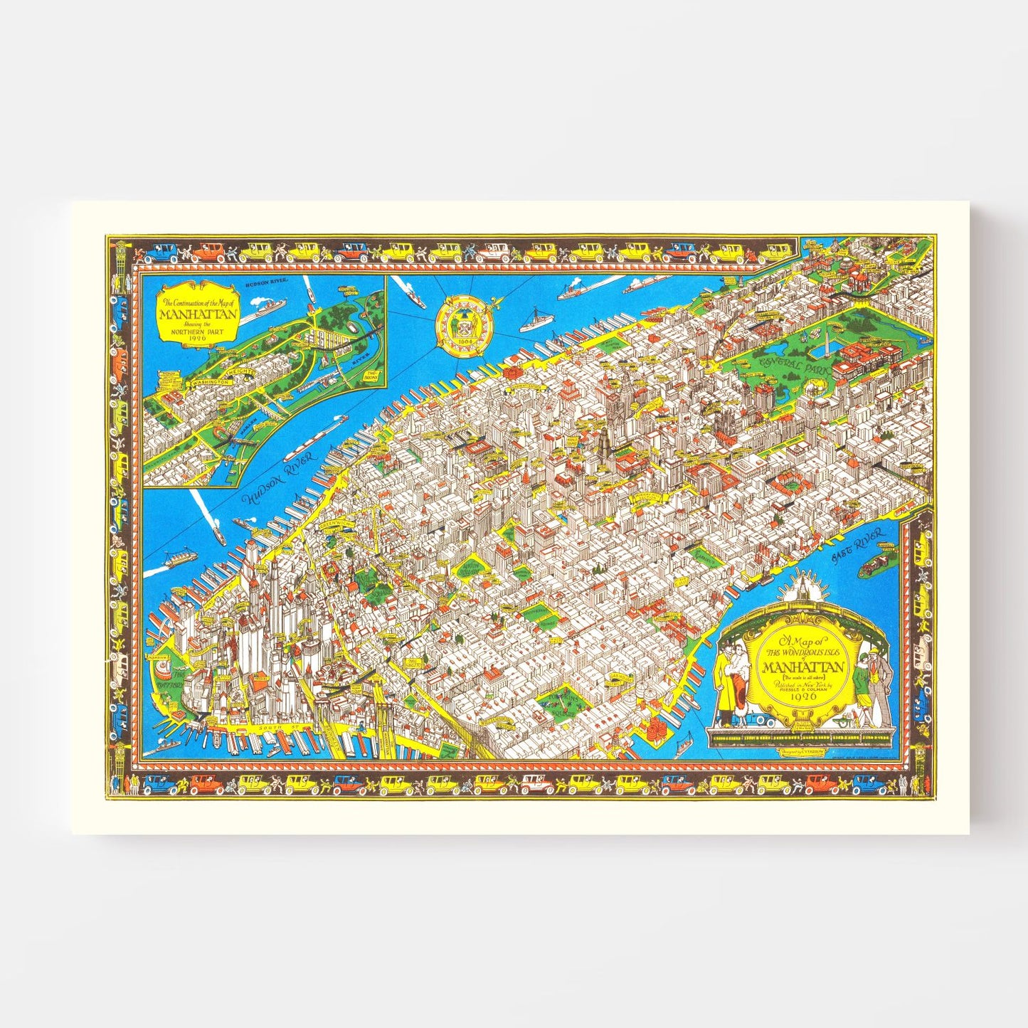 Vintage Map of Manhattan, New York 1926