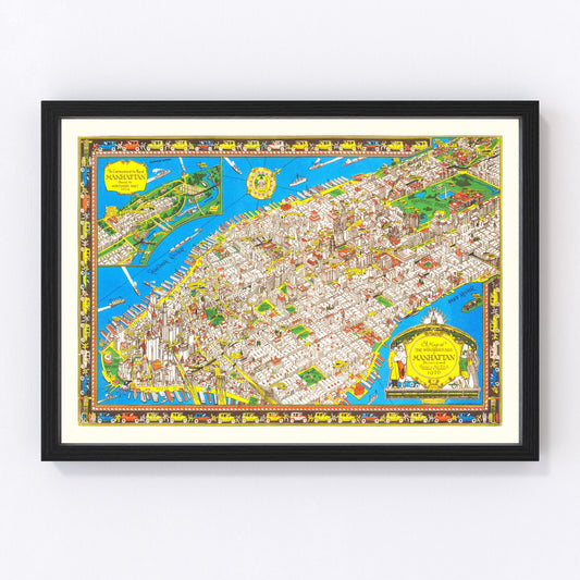 Vintage Map of Manhattan, New York 1926