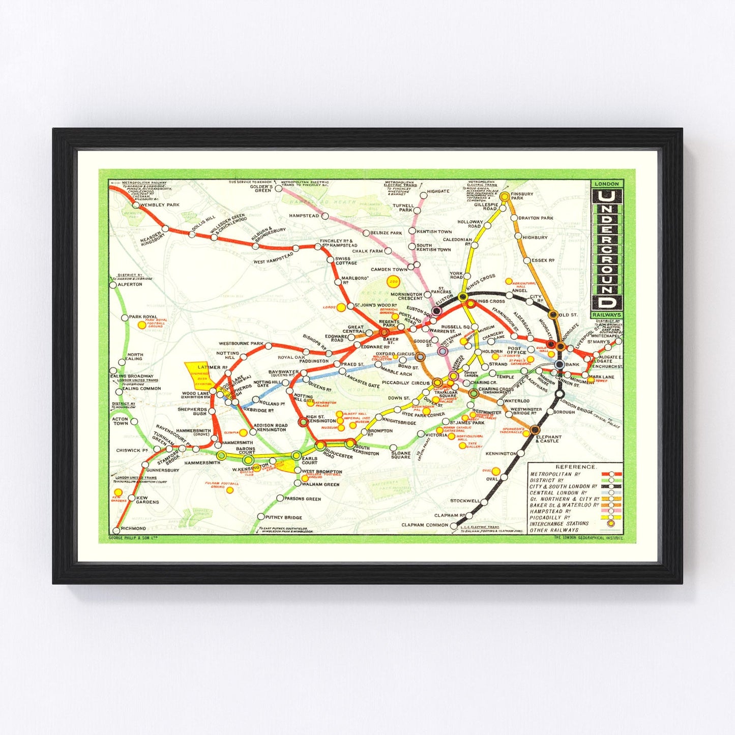 Vintage Railroad Map of London 1912