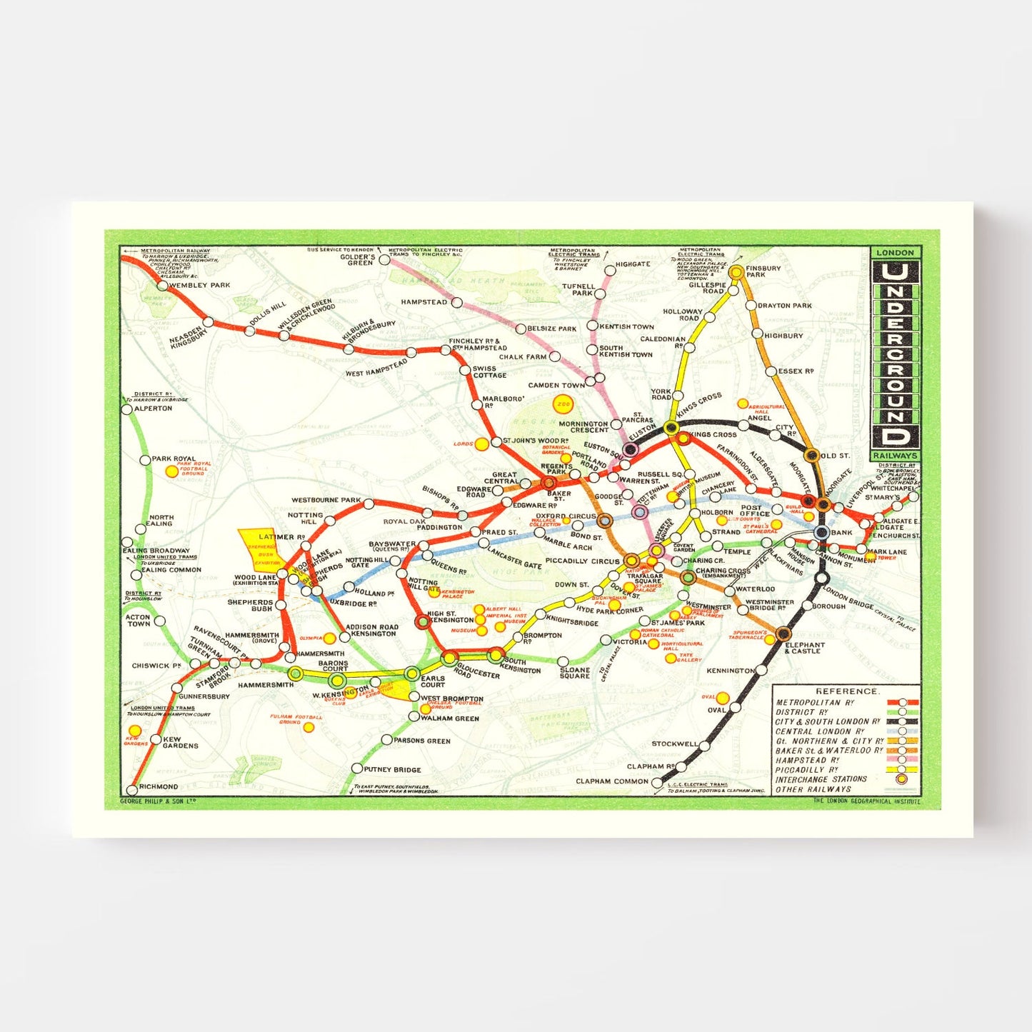 Vintage Railroad Map of London 1912
