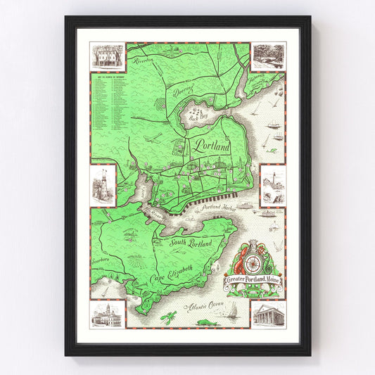 Vintage Map of Portland, Maine 1948
