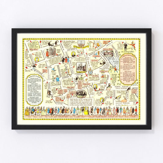 Vintage Map of Bath, United Kingdom 1948