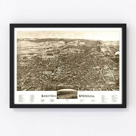 Vintage Map of Saratoga Springs, New York 1888