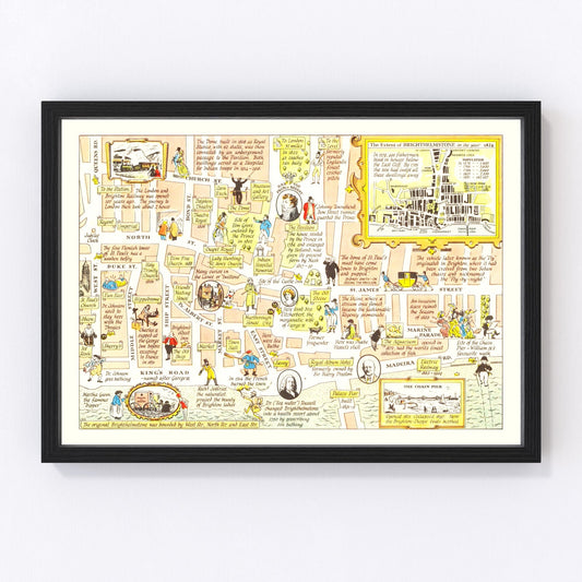Vintage Map of Brighton, United Kingdom 1948