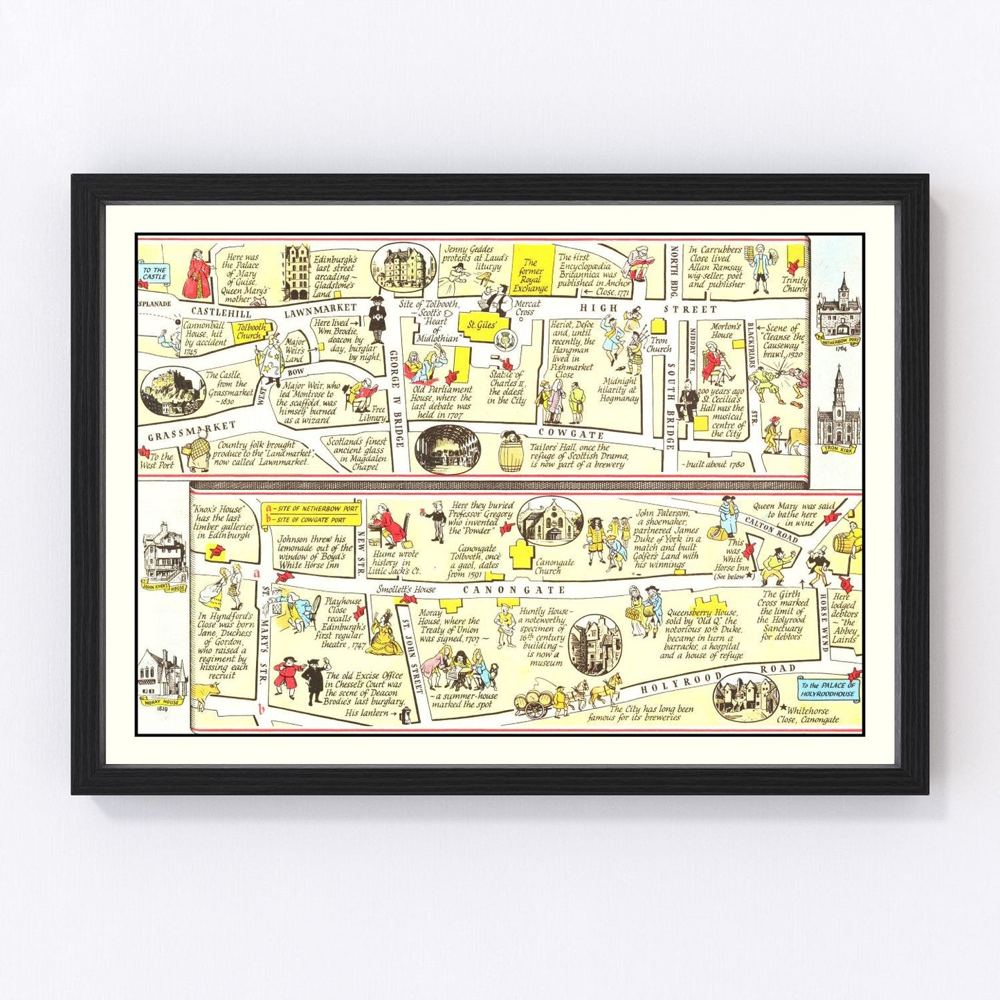 Vintage Map of Royal Mile of Edinburgh, 1948