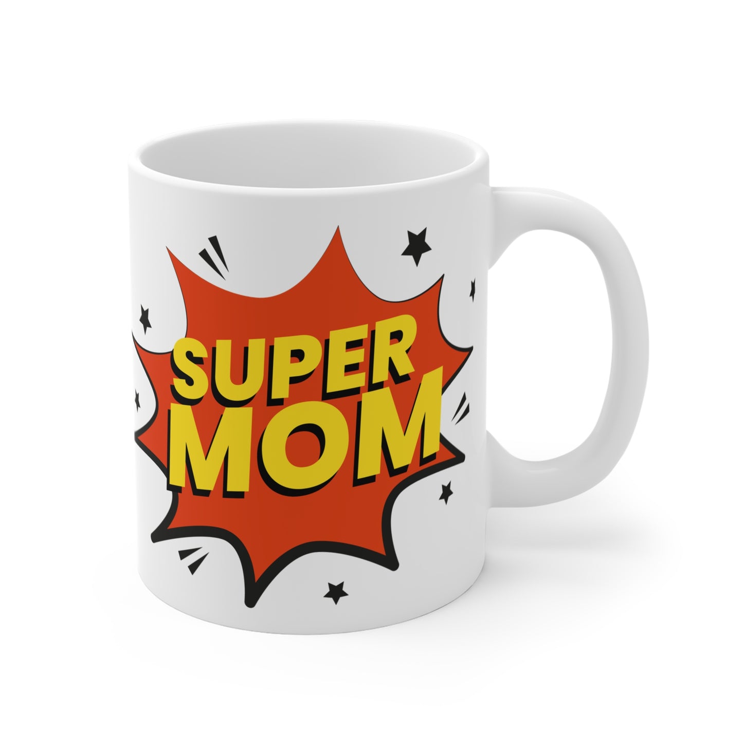 Super Mom Comic Burst Mug — 11oz Gift for Mothers, Mother’s Day Coffee Cup