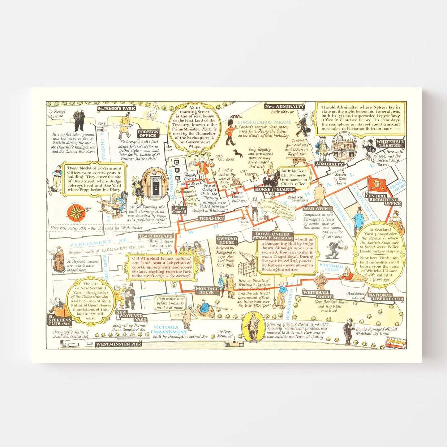 Vintage Map of Whitehall, 1948