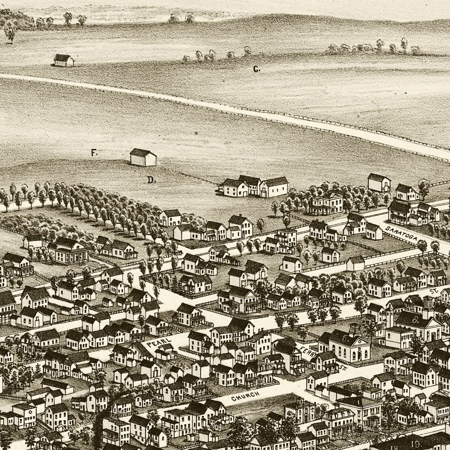 Vintage Map of Schuylerville, New York 1889