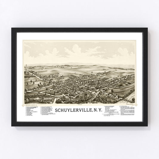 Vintage Map of Schuylerville, New York 1889