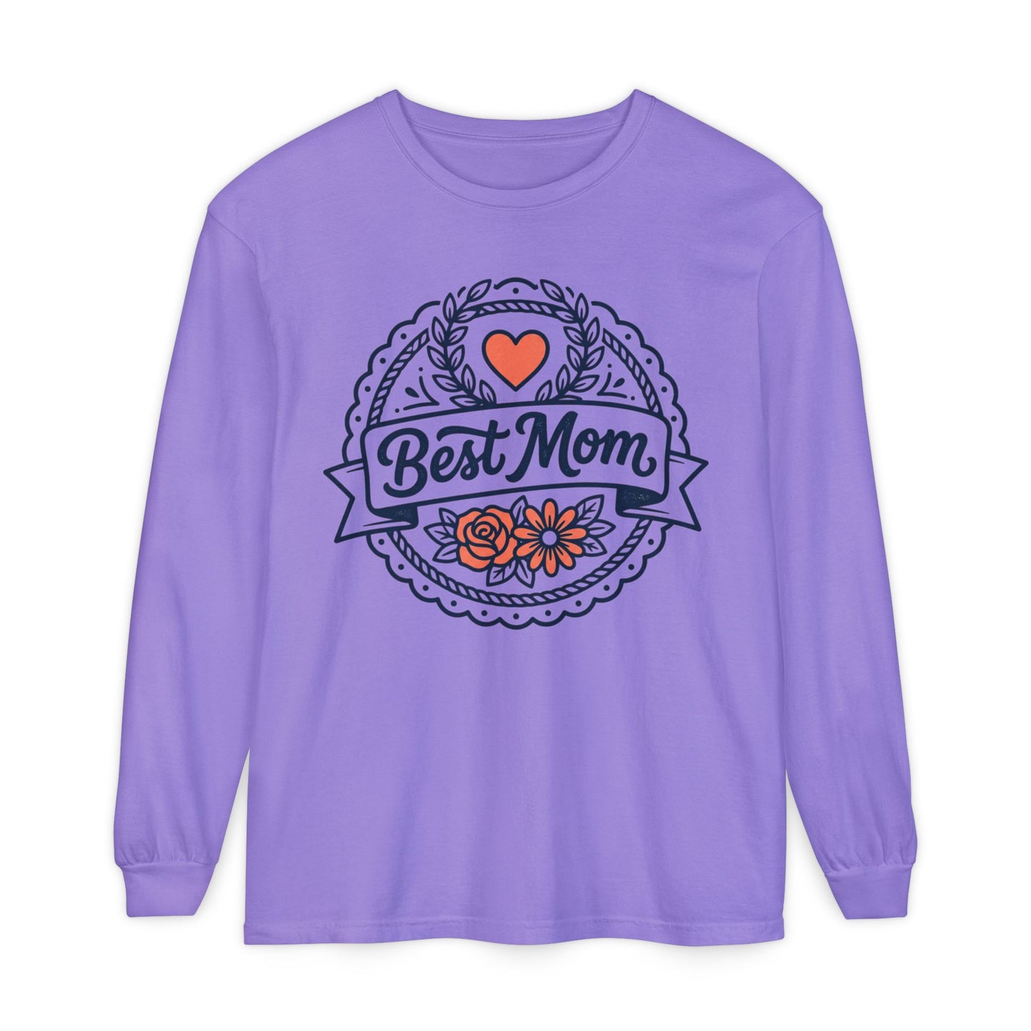 Best Mom Long Sleeve T-Shirt — Floral Heart Mother's Day Tee