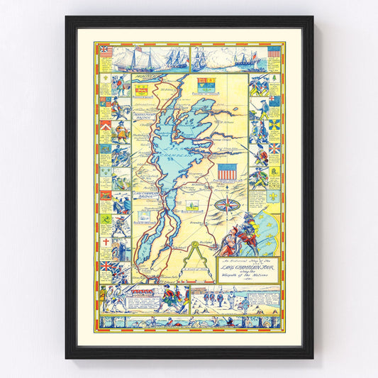 Vintage Map of Lake Champlain, 1939