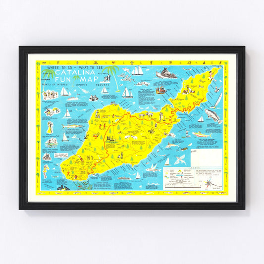 Vintage Map of Santa Catalina Island, 1947