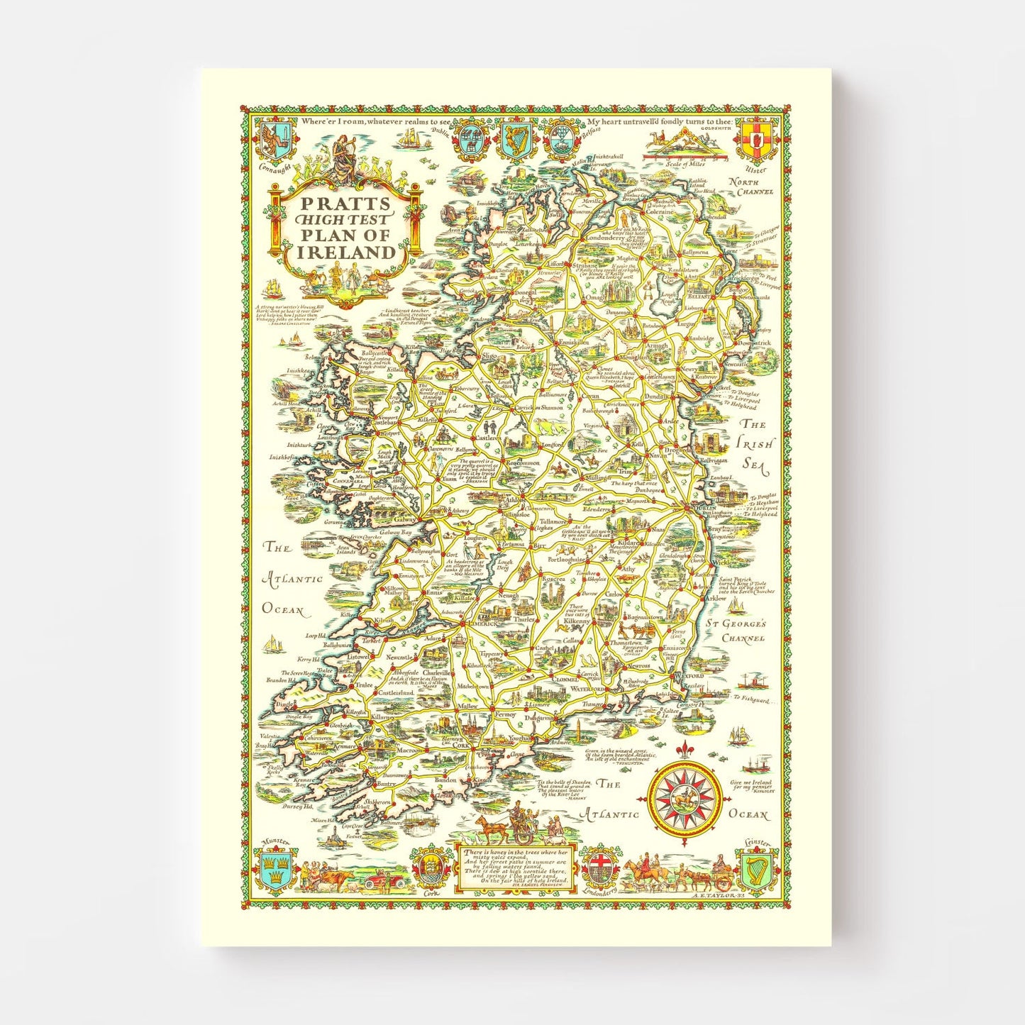 Vintage Map of Ireland 1933