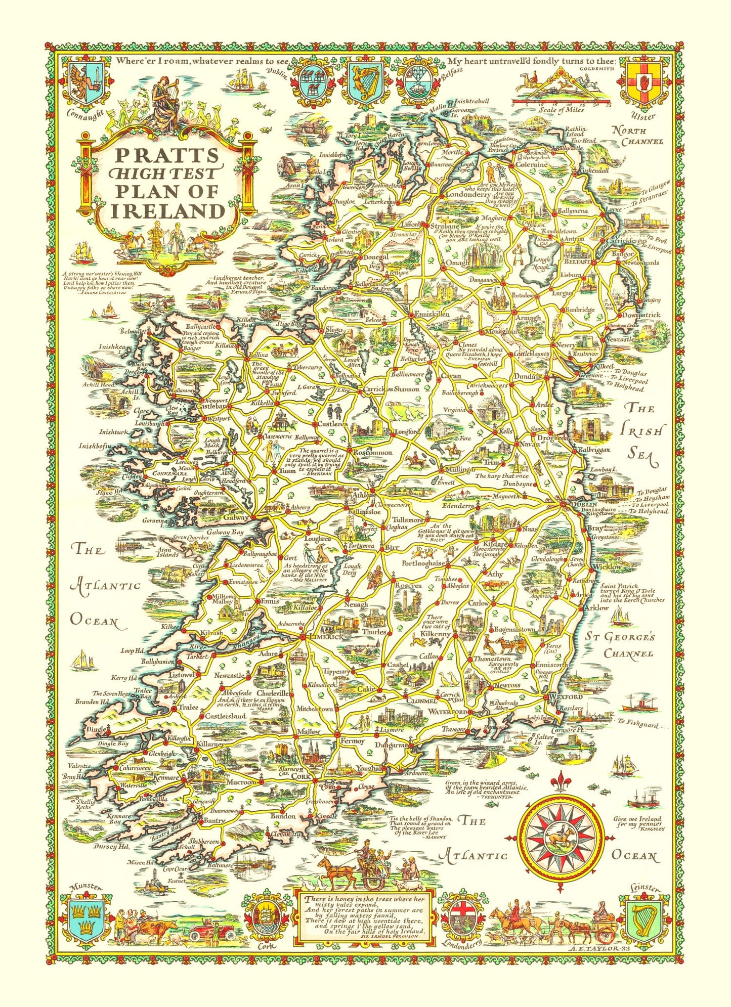 Vintage Map of Ireland 1933