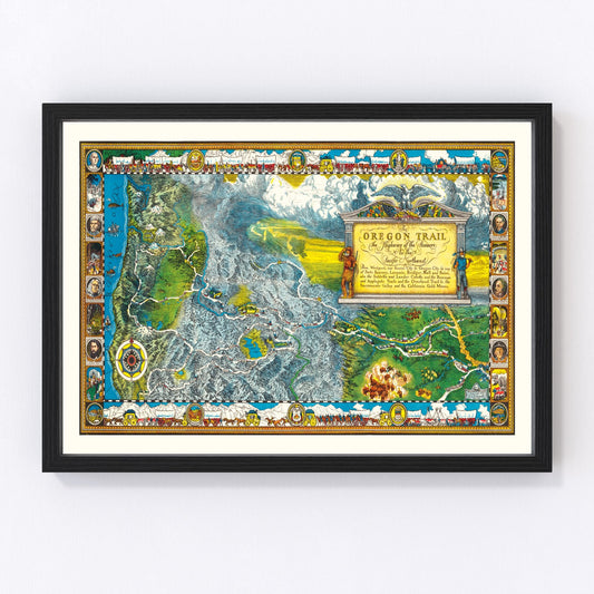Vintage Map of Oregon Trail, 1932