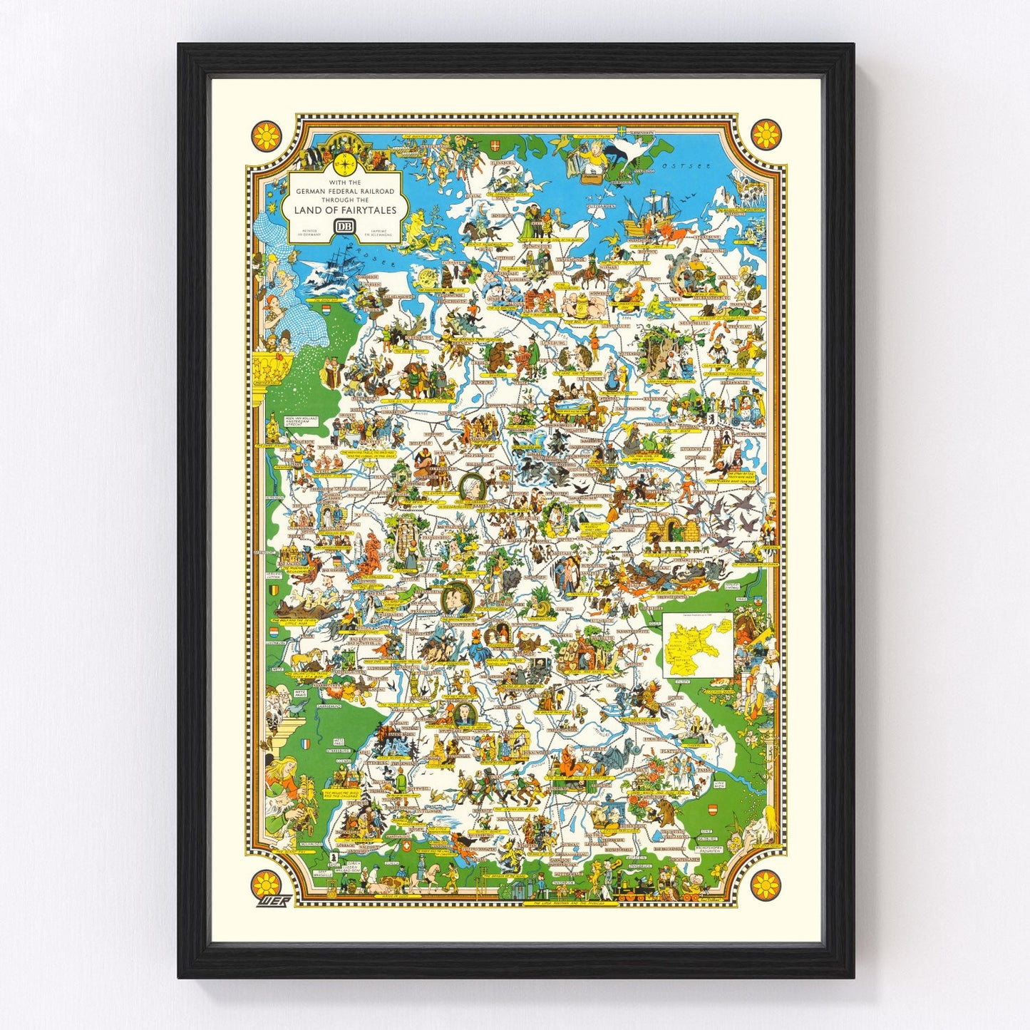 Vintage Fairy Tale Map of Germany, 1960