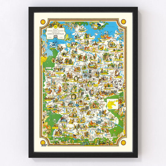 Vintage Fairy Tale Map of Germany, 1960