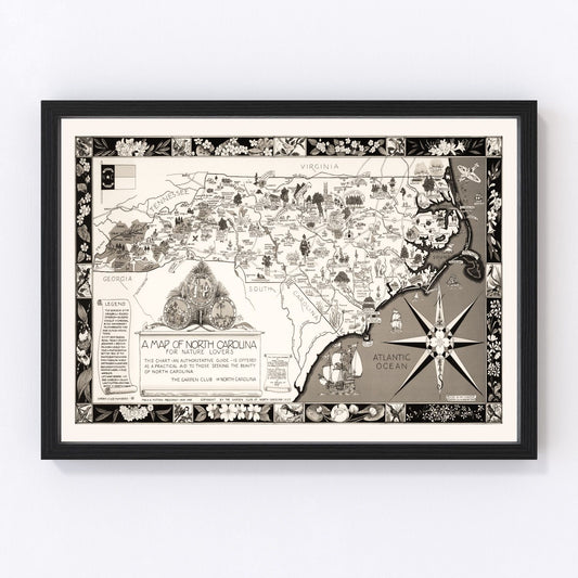 Vintage Map of North Carolina 1937