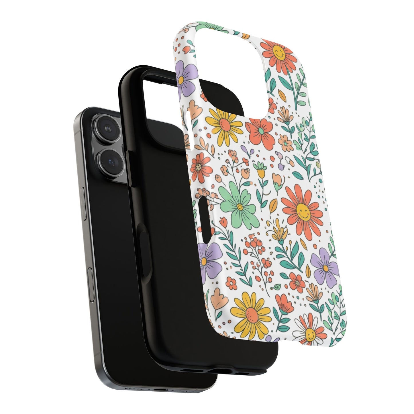Floral Doodle Tough Magnetic Phone Case – Colorful Wildflower Protection
