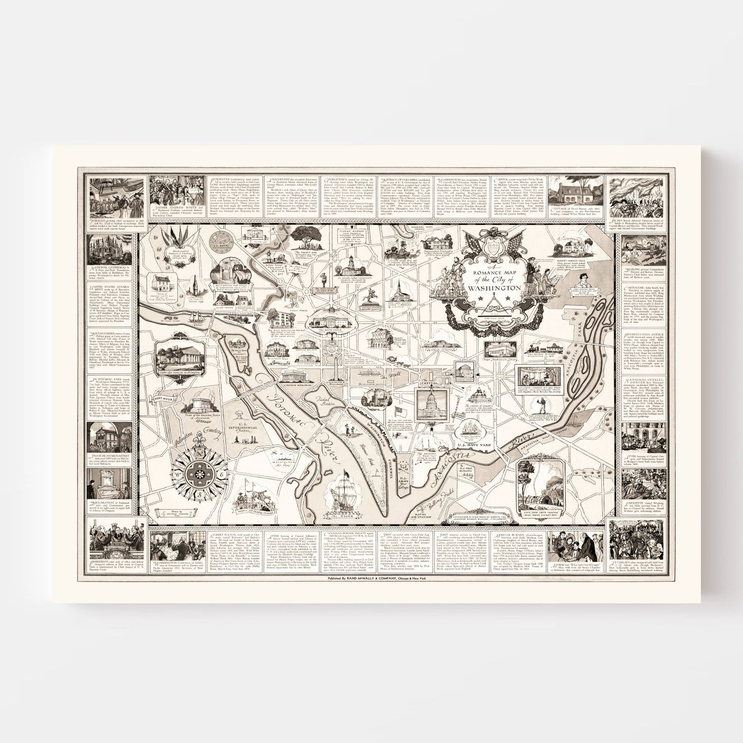 Vintage Map of Washington, DC, Washington DC 1938