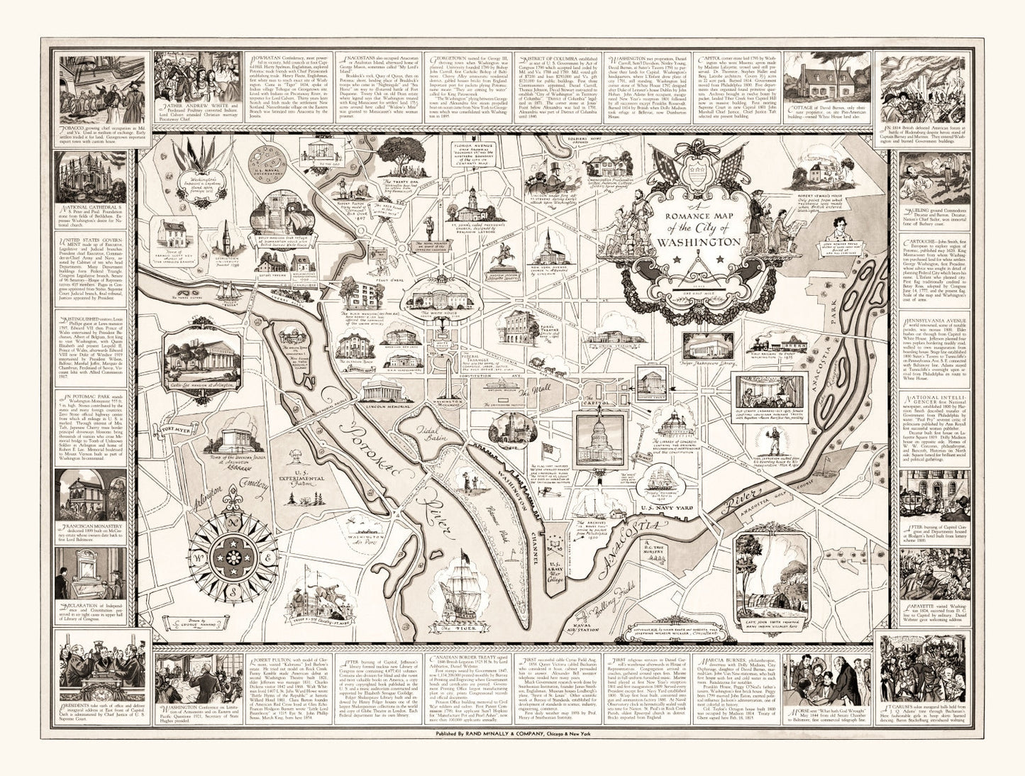 Vintage Map of Washington, DC, Washington DC 1938