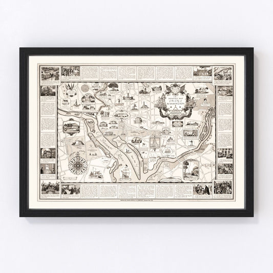 Vintage Map of Washington, DC, Washington DC 1938