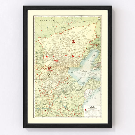 Vintage Map of Chihli China, 1917