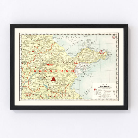 Vintage Map of Shantung China, 1917