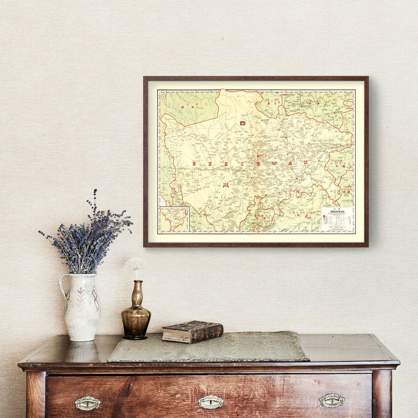 Vintage Map of Szechwan China, 1917