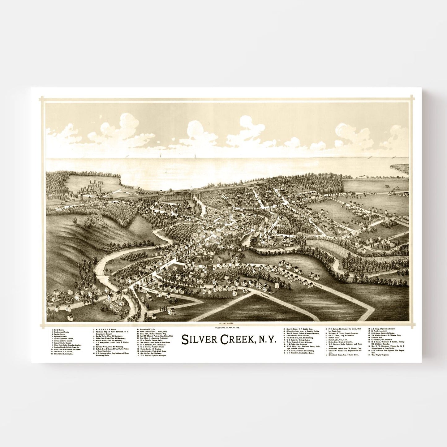Vintage Map of Silver Creek, New York 1892