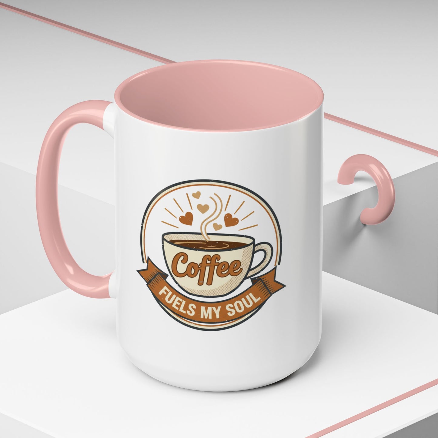 Coffee Mug - "Coffee Fuels My Soul" Accent Ceramic Mug (11/15oz)