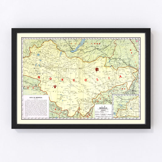 Vintage Map of Mongolia 1917