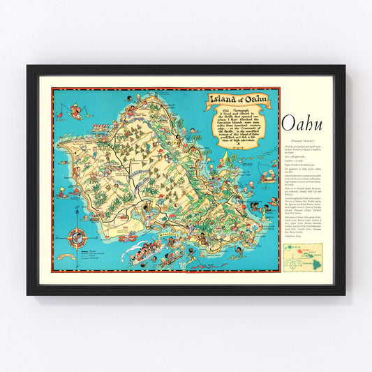 Vintage Map of Oahu, 1935