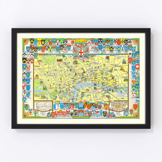 Vintage Map of London, England 1965