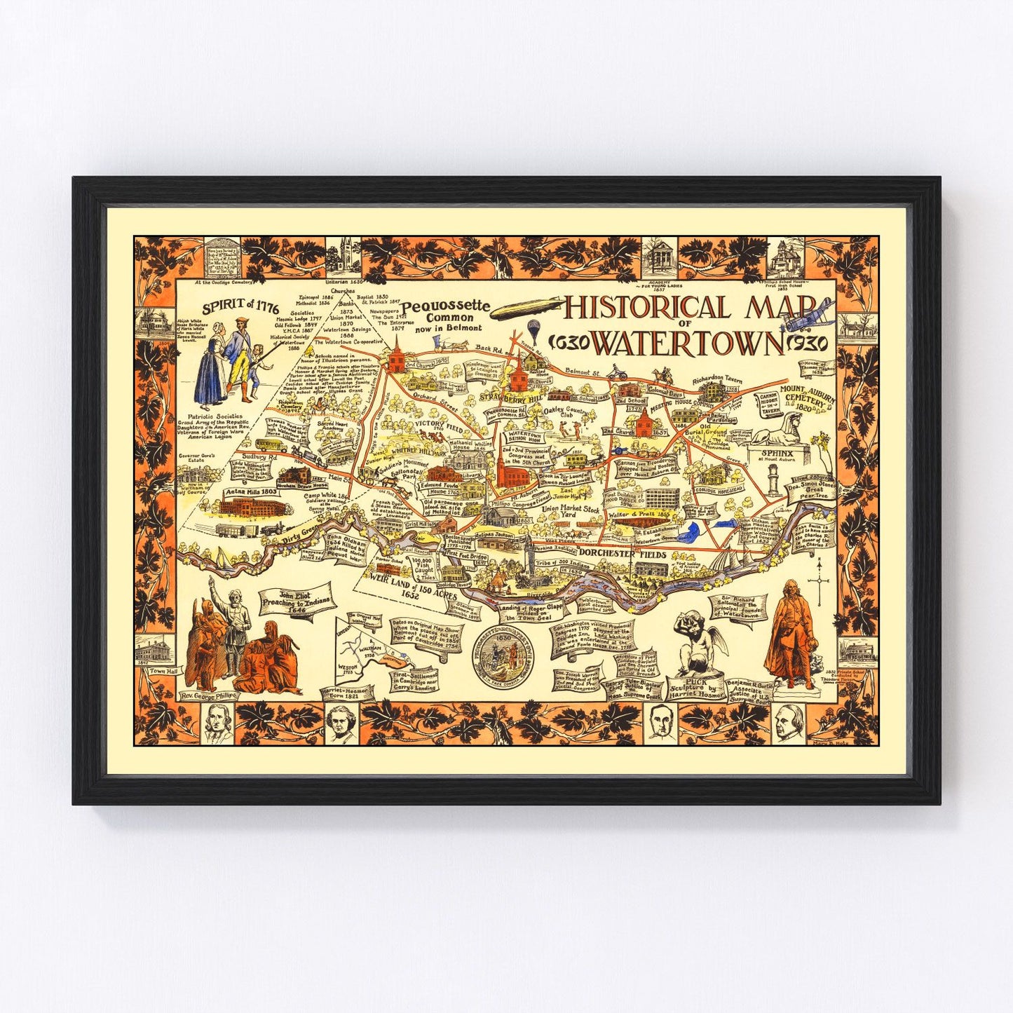 Vintage Map of Watertown, New York 1930