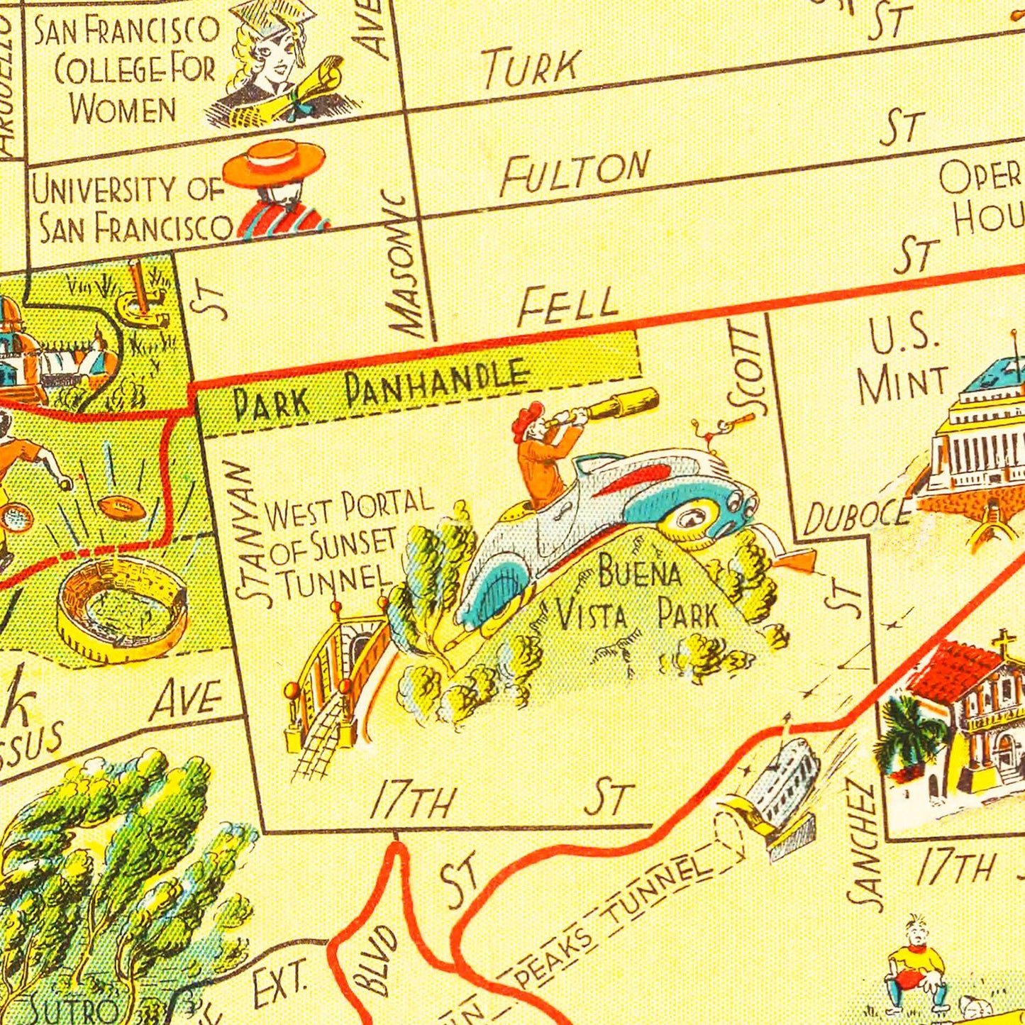 Vintage Map of San Francisco, California 1939