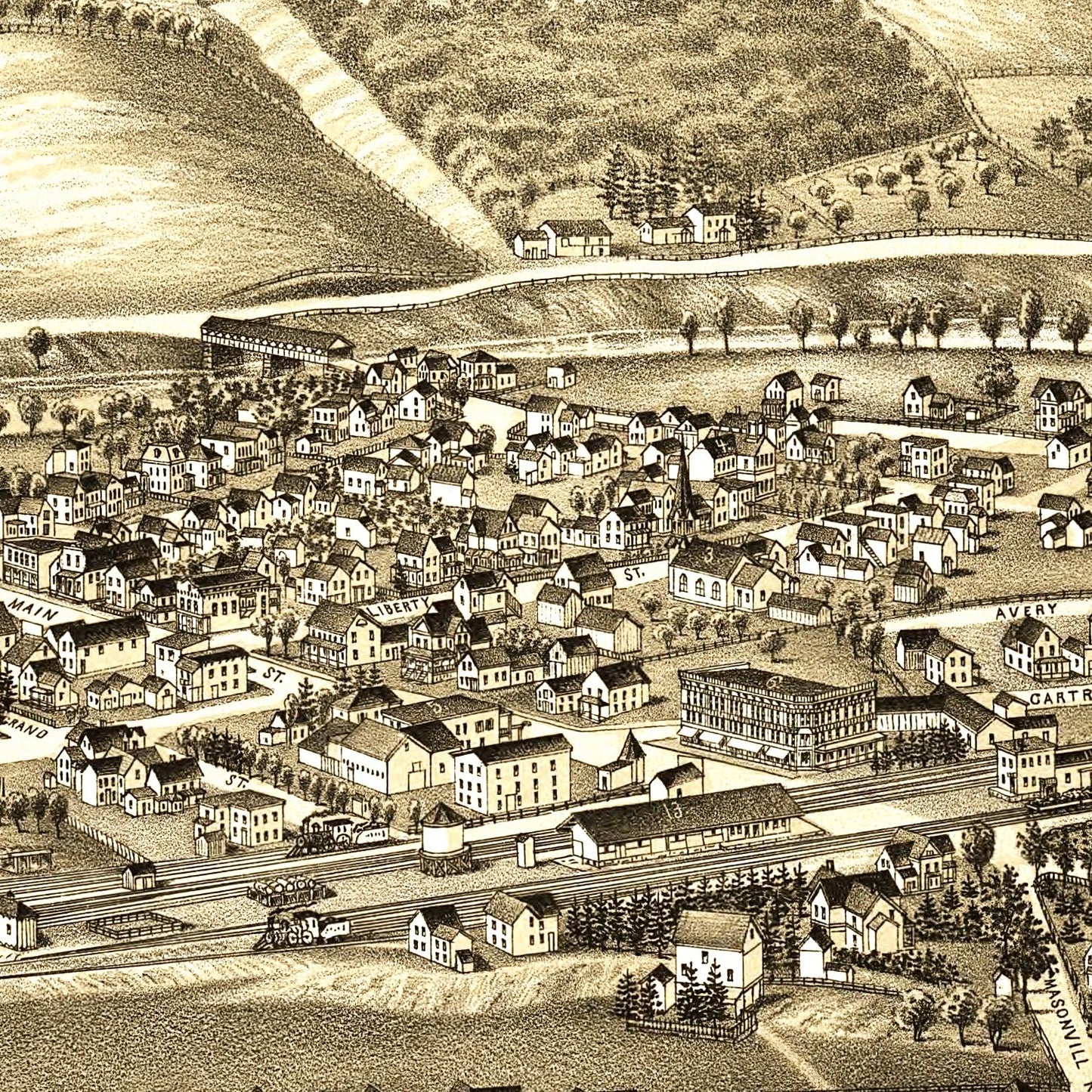 Vintage Map of Sidney, New York 1887