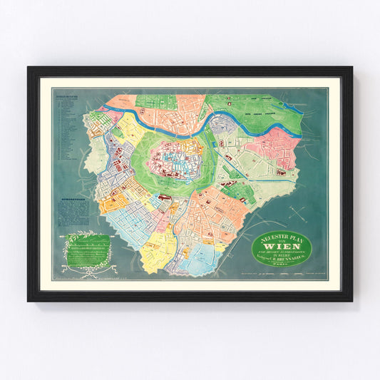 Vintage Map of Vienna, Austria 1843