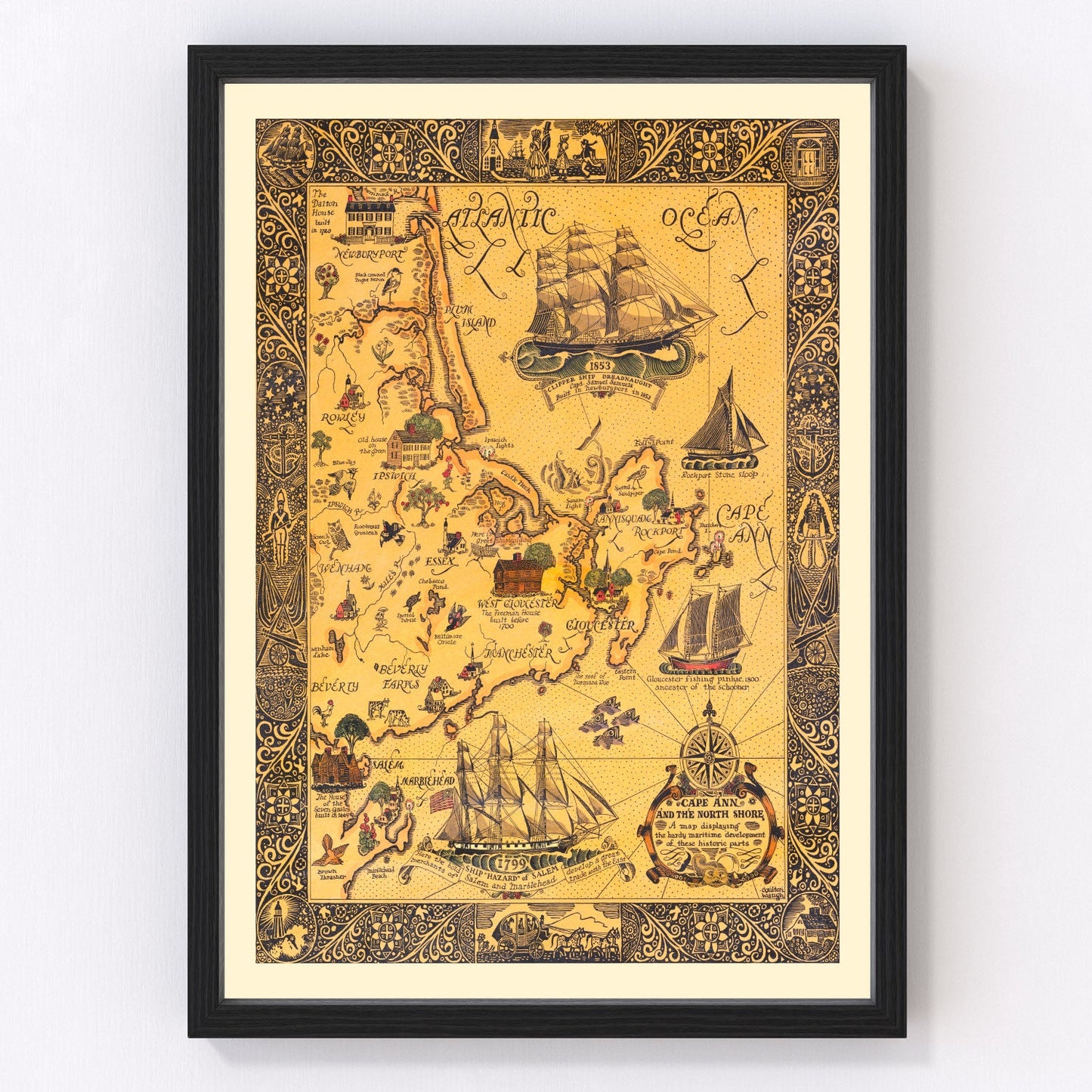 Vintage Map of Cape Ann, 1927
